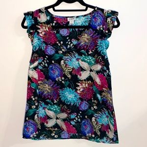 J.Crew Black Floral V-Neck Blouse